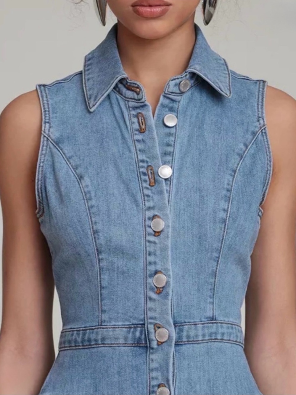 7 For All Mankind Denim Drop Waist Midi Dress NWT Size 10 - Picture 3 of 6
